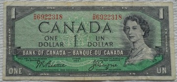 Kanada $ 1 dollar 1954 Saskatchewan Beattie Coyne