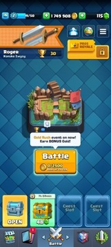 Konto CLASH ROYALE 1.75mln złota nowy gracz