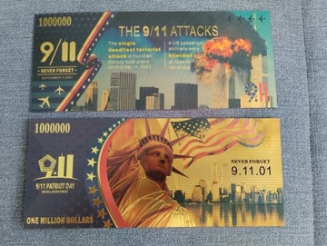 banknot pozłacany ATAK NA NOWY YORK 9-11-2001 rok