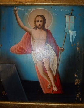 Ikona Ruska XIX w. Zmartwychwstanie Jezusa Antyk