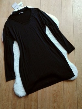 Sukienka mini z chocker czarna sylwester
