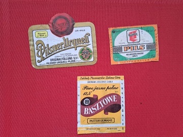 Stare etykiety piwo Pils, Basztowe 3 sztuki