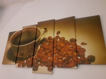 Obraz motyw kawa ziarna filiżanka 