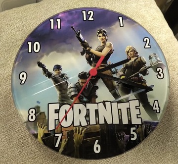 Zegar szklany ścienny Fortnite dzieci 20cm cichy