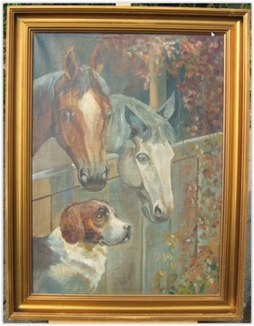 Konie i pies Piękny obraz ! kolekcjoner_7