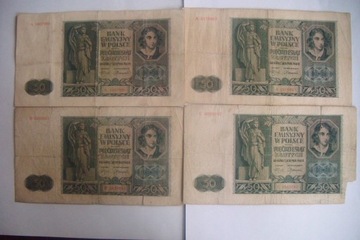 POLSKA ZESTAW  Banknoty 50 zł .1941 r. 4 szt.