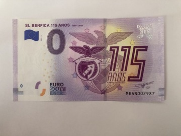 banknot 0 euro SL BENEFICA 115 anos - 2019  UNC 