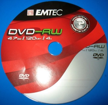 Emtec (BASF). DVD-RW, 4.7 GB, nowe. Koperta.