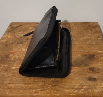 Czarny  portfel duży skórzany handmade 