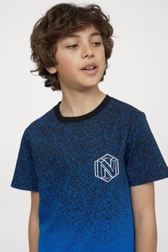 H&M T-shirt nakrapiany niebieski - BDB - 170