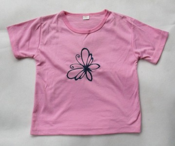 Bluzka koszulka  krótki rękaw bawełna różowa 134