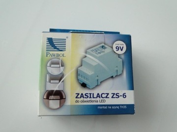 Zasilacz ZS-6, 9V, 6W na szynę TH 35 Pawbol