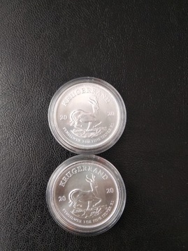 2 uncje srebra - Krugerrand 1oz moneta srebrna 2020 - 2 sztuki monety 