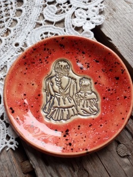 Ceramiczna podstawka mama i córka, rękodzieło 