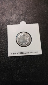 1 złoty 2012  mennicze w holderze z opisem 
