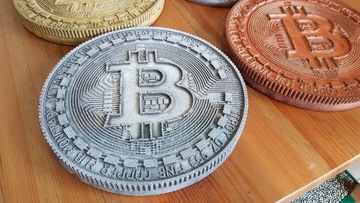 Duża moneta Bitcoin z kamienia, 22 cm, stone