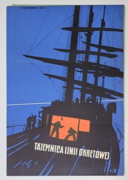 TAJEMNICA LINII OKRĘTOWEJ Plakat film Świerzy '53