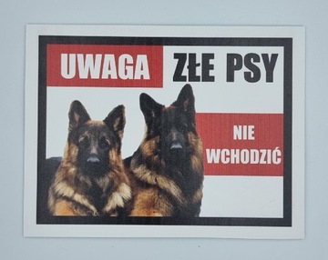 Tabliczka uwaga złe psy  owczarki niemieckie