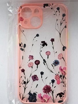 iPhone 15 Różowe Etui Obudowa Kwiaty + GRATIS