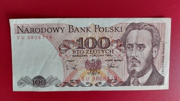 Banknot 100 zł z 1988r, Seria SU