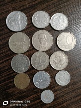 Zestaw polskich monet PRL obiegowe