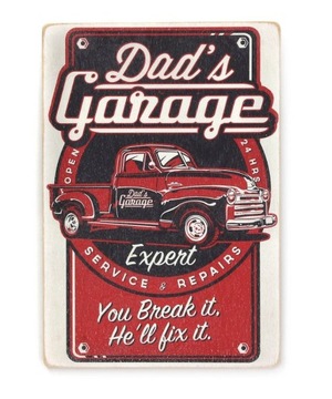 Drewniany poster "Dad's garage. Art"