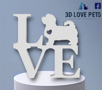 Figurka, napis 3D Love Maltańczyk pies