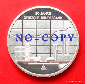 10 Euro -2007- Niemcy - 50 Lat Bundesbanku - Ag925