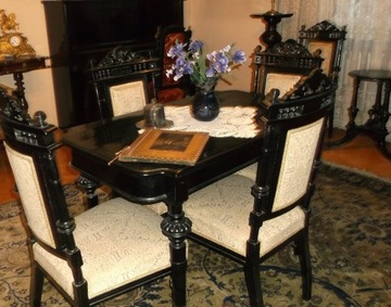 Stół z krzesłami meble eklektyczne antyk