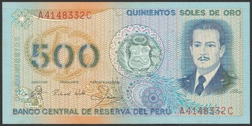 Peru 500 soles 1982 - Quinones - stan bankowy UNC