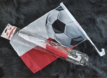 Zestaw flag do samochodu Polska piłka Mundial 2022