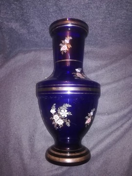 Duży kobaltowy wazon ze srebrnymi dekorami