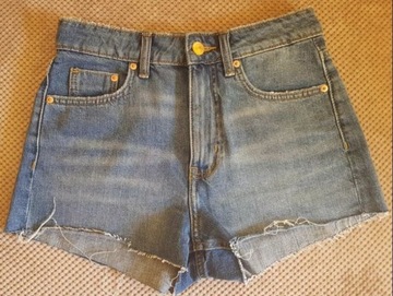 Jeansowe spodenki shorty z wysokim stanem 36 H&M