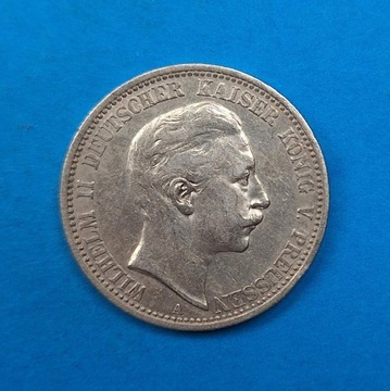 Niemcy, Prusy 2 marki 1902, Wilhelm II, Ag 0,900