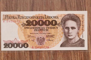 20000 ZŁOTYCH 1989 stan UNC seria B