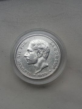 Hiszpania 2 Pesety 1879 r Alfons XII srebro 900