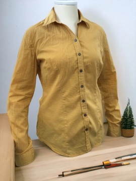 Żółta koszula damska z kołnierzykiem elegancka