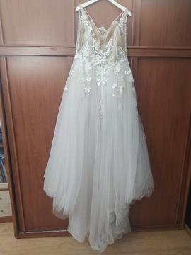 Suknia ślubna róż angielski koronka z perełkami