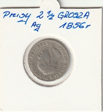 1856 r. A Królestwo Prus  2 i 1/2 Grosza SUPER Ag