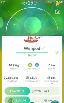 Pokemon go Shiny Wimpod Wymiana Trade 30 days