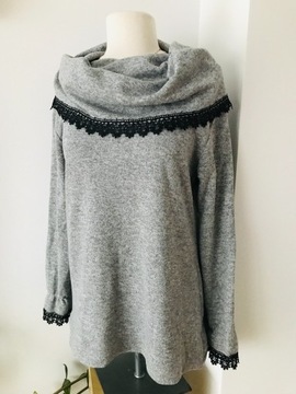 Damski sweter bluza koronkowy z koronką s 36 luźny