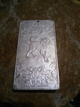 Stary Amulet tybetański zodiak Pies srebro