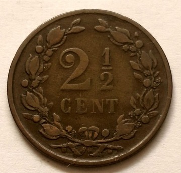 HOLANDIA,Willem III, 2 1/2 cent. z 1877 r