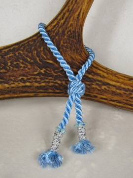 Bransoletka ze sznurka niebieski koraliki szary
