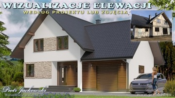 Projekt elewacji. Wizualizacja elewacji domu 3D