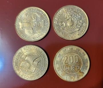 Moneta, Włochy, 200 Lire, 1996,1978,1991,1992