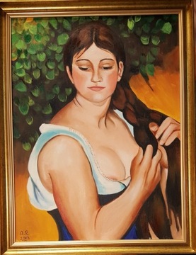Portret "Układająca włosy" Augusta Renoira