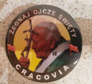 Przypinka Cracovia 2005 Żegnaj Ojcze Święty