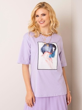 Jasnofioletowy t-shirt Girl RUE PARIS rozmiar L/40