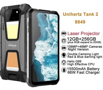 Unihertz TANK 2 12/256 tel. z projektor laser.